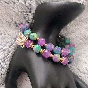 Northern Lights color jasper bracelet set